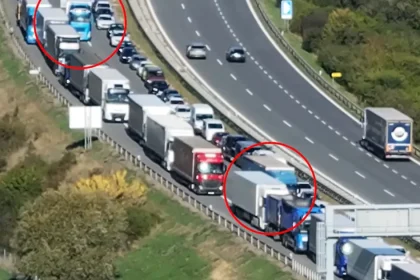Dron zachytil dva kamióny, ako zneužili záchranársku uličku