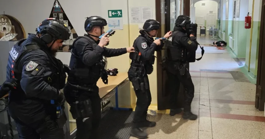 Polícia a záchranári nacvičovali zásah na gymnáziu v Komárne